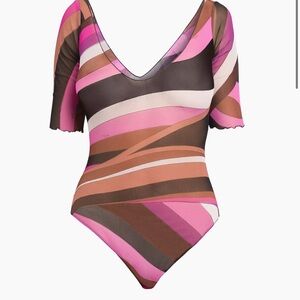 Emilio Pucci Women's Multicolor Striped Bodysuit Size 2